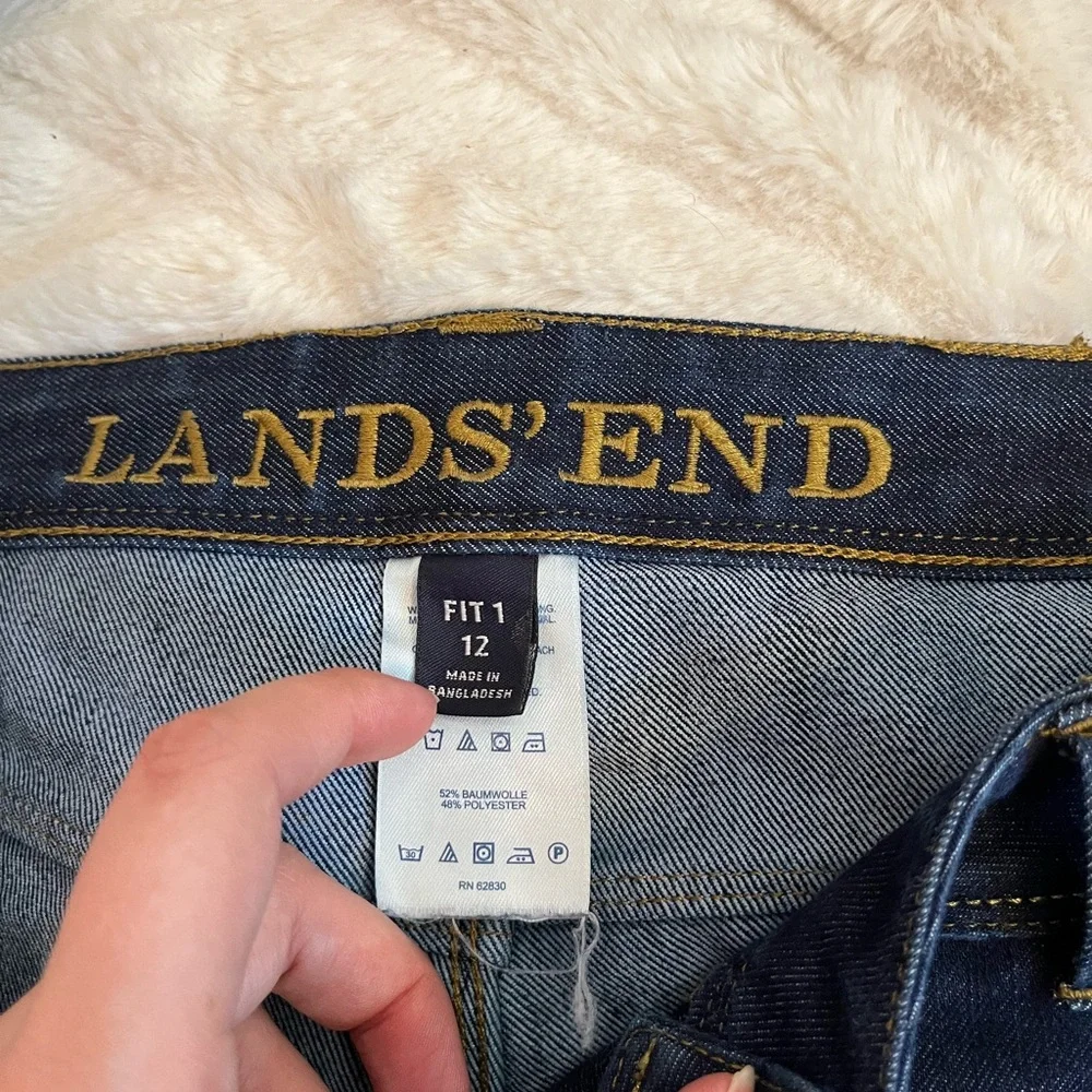 Lands End Womens 12 Dark Wash Slim Straight Fall Winter Denim Casual City Jeans - Picture 8 of 9